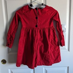 Caroline Tate Collared 40's 100% Cotton Dress 8 Red Buffalo Check Long Sleeve